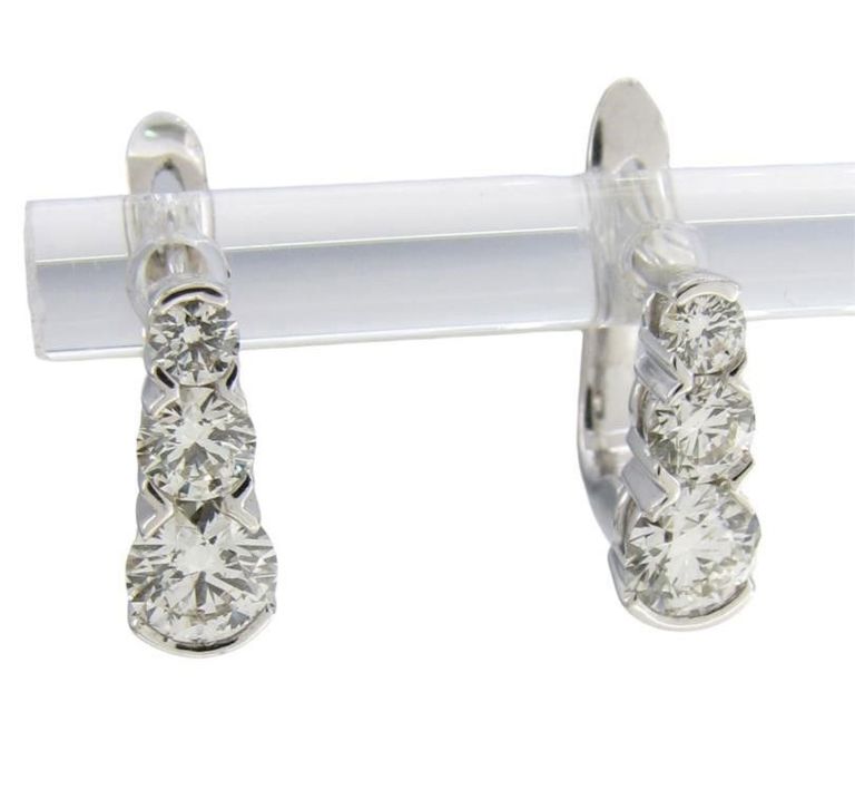 18k white gold diamond huggie earrings