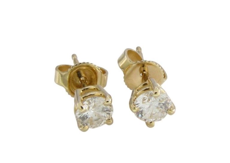 14k yellow gold diamond stud earrings