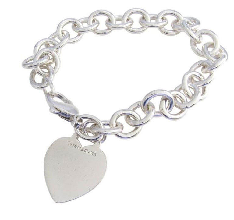 Sterling silver Tiffany & Co. heart charm bracelet