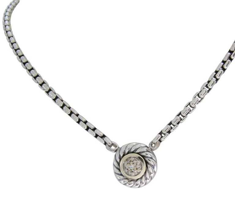 Sterling silver 18k gold pavé necklace