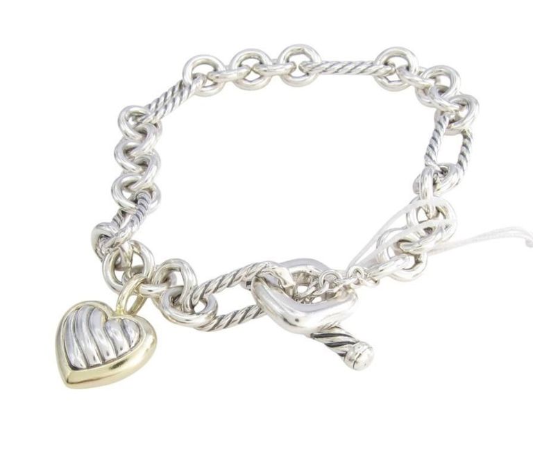 Sterling silver 18k gold heart bracelet