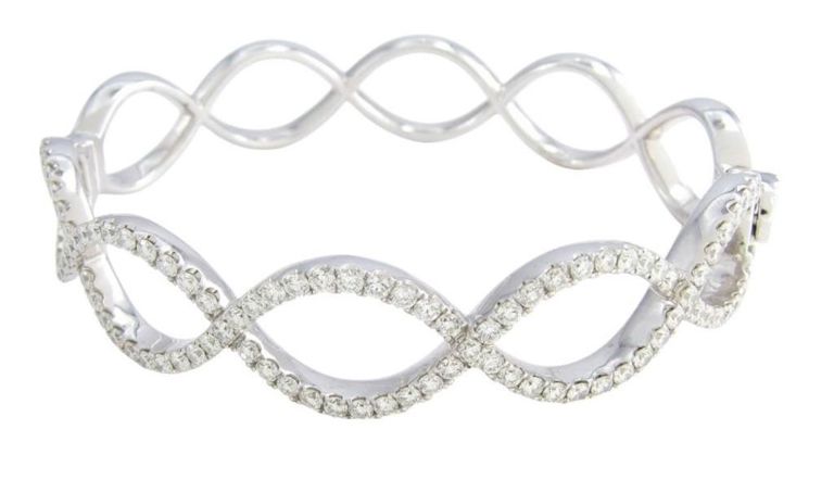 14k white gold diamond bangle bracelet