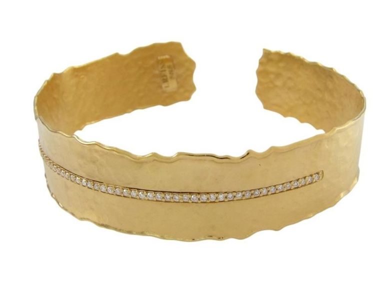 14k yellow gold diamond cuff bracelet