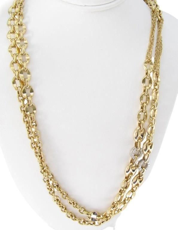 18k yellow gold diamond link chain
