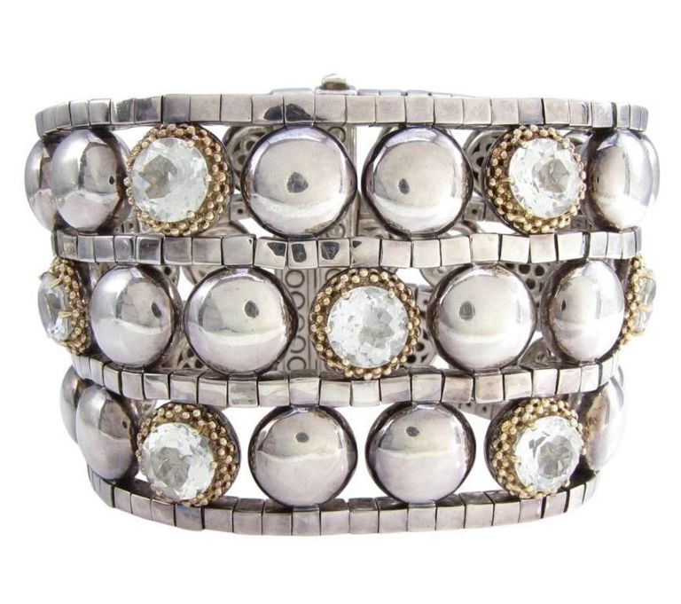 Sterling silver 18k rose gold topaz bracelet