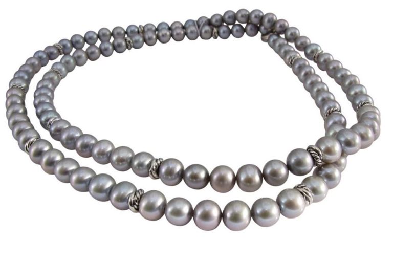 David Yurman gray pearl strand necklace