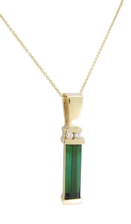 14k yellow gold tourmaline pendant necklace