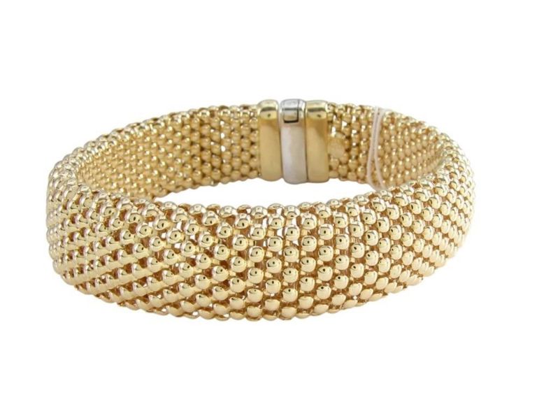 14k white and yellow gold mesh bracelet