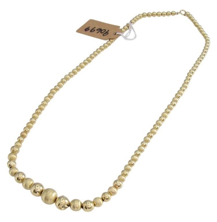 14k yellow gold graduated bead necklace