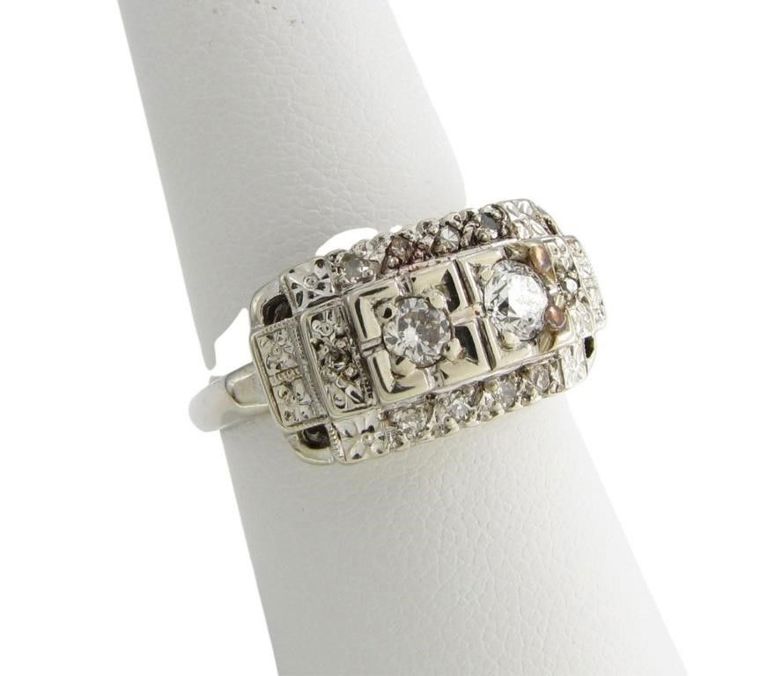 14k white gold vintage diamond ring