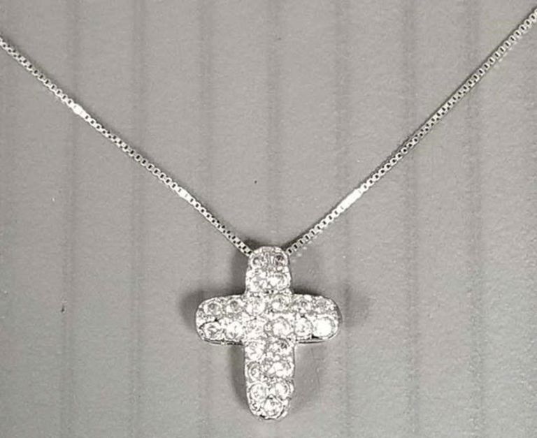 14k white gold cross pendant necklace