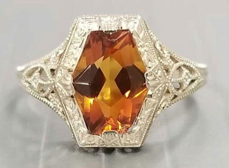 Vintage 14k gold citrine ring