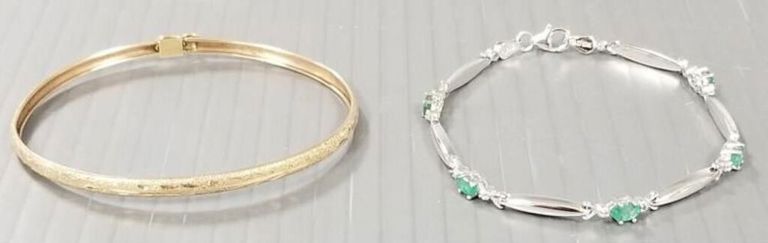10k gold bangle emerald bracelet