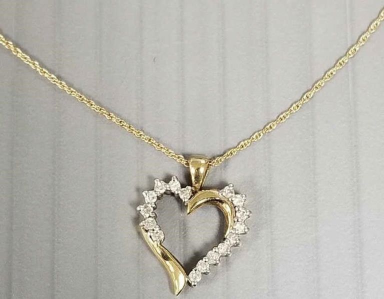 14k gold heart pendant necklace