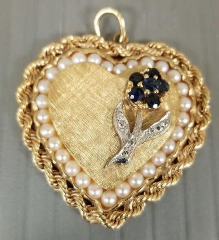 14k gold vintage heart pendant