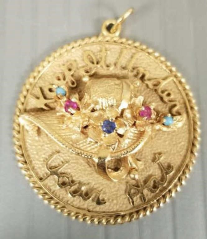 14k gold "Keep it Under Your Hat" pendant