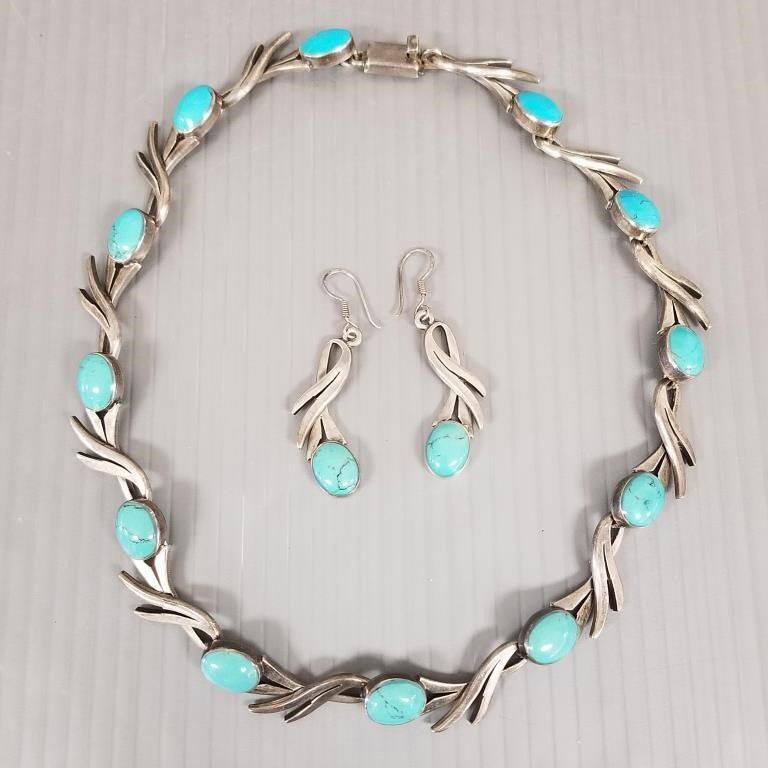 Sterling silver turquoise jewelry set