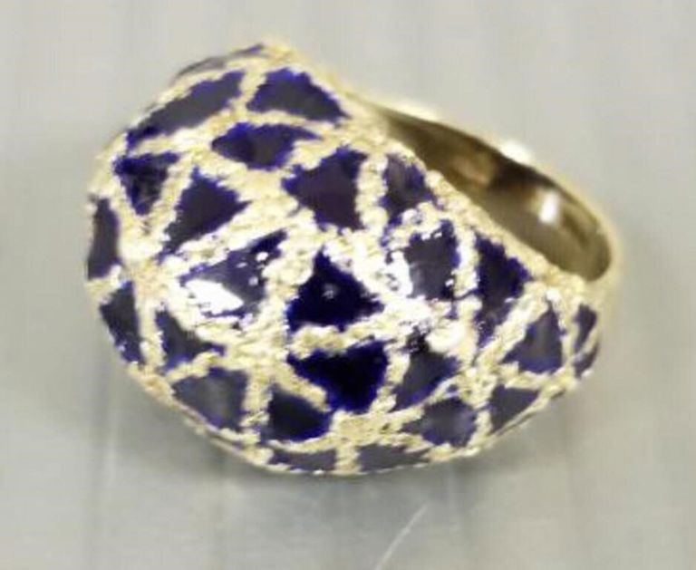 14k enameled gold dome ring