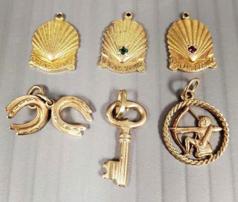 Vintage 10k and 14k gold charm set