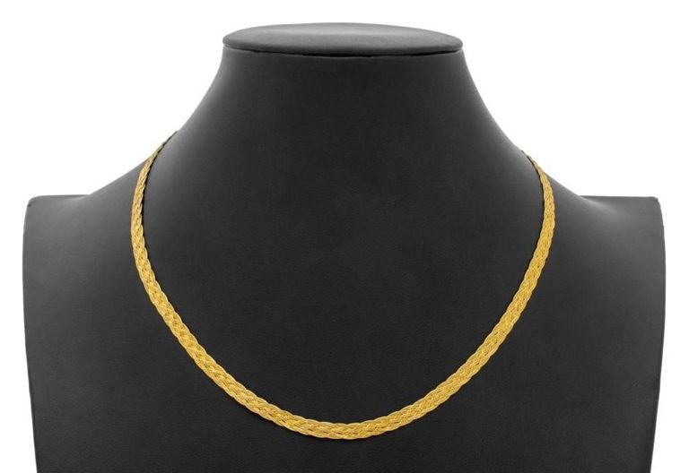 14k yellow gold herringbone necklace