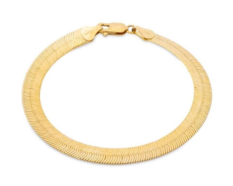 14k yellow gold herringbone bracelet