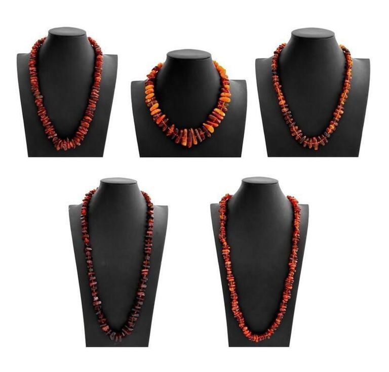Amber beaded necklaces set