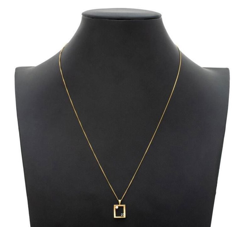 14k yellow gold diamond sapphire pendant necklace