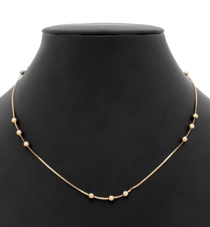 14k yellow gold bead necklace