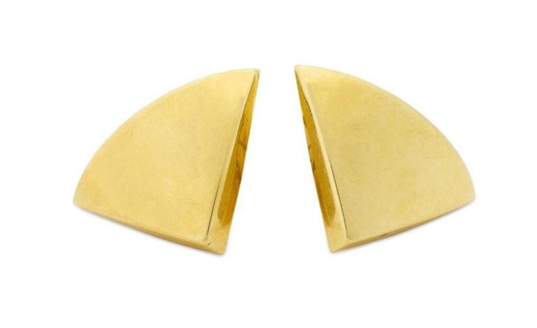 14k yellow gold triangle earrings