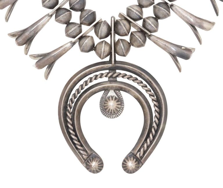 Native American Navajo silver squash blossom necklace