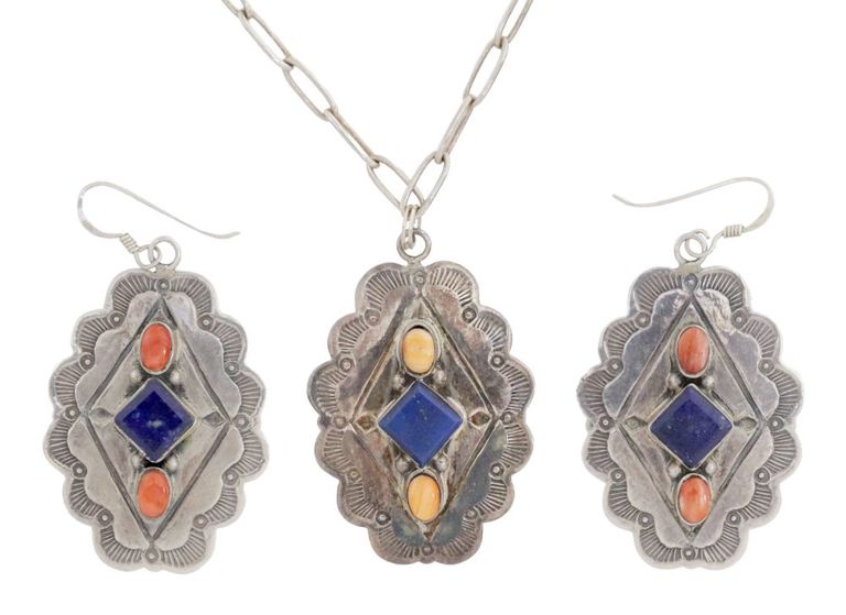 Southwest style sterling silver concho set