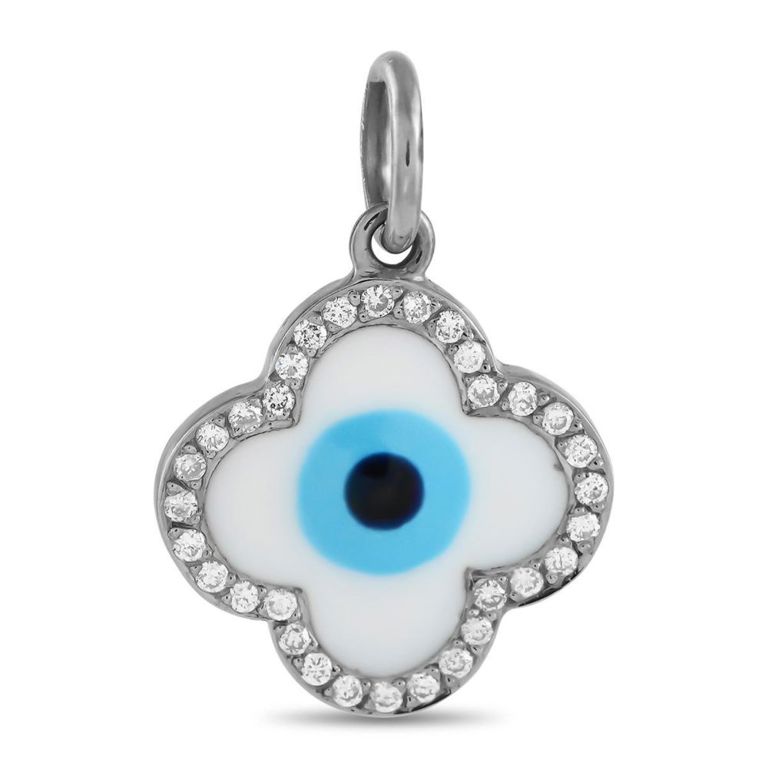 18k white gold diamond evil eye charm