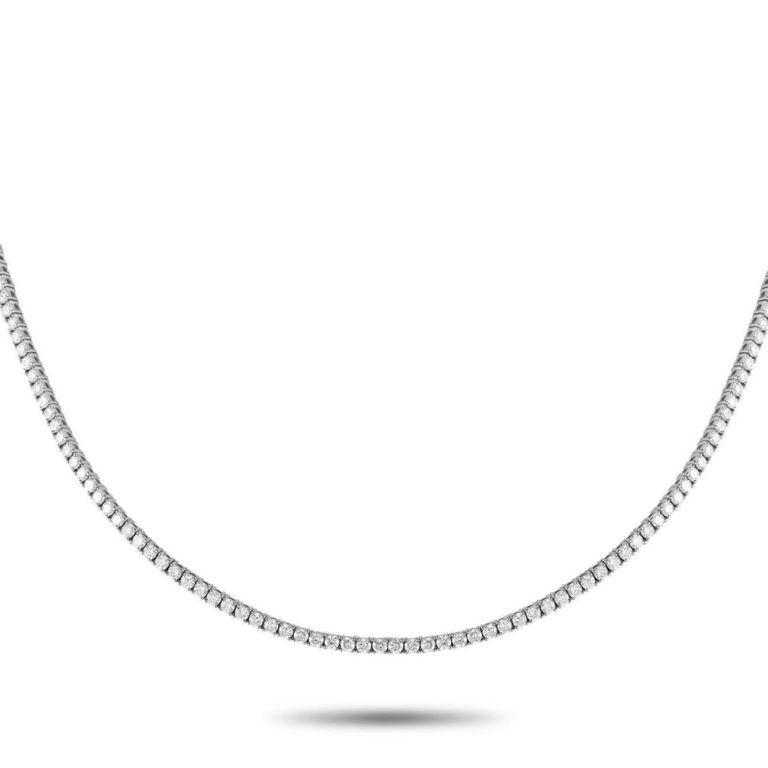 14k white gold lab-grown diamond tennis necklace