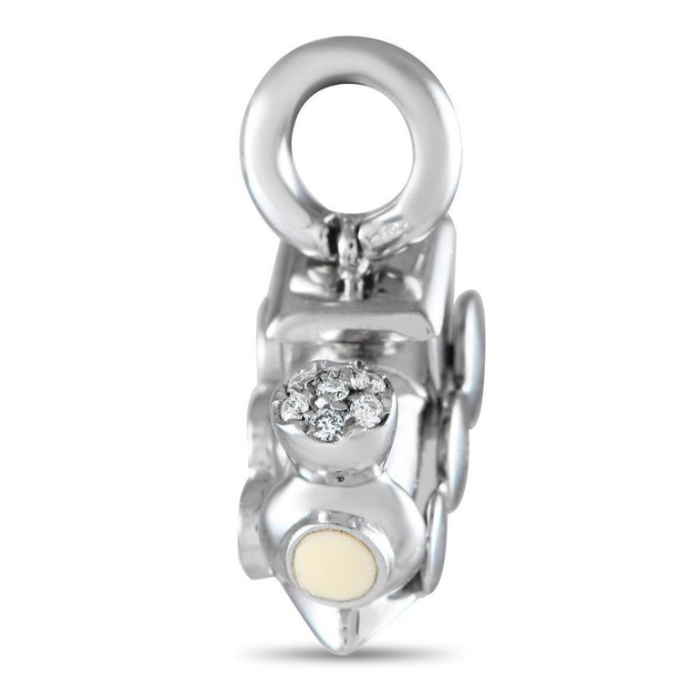 18k white gold diamond enamel choo-choo train charm