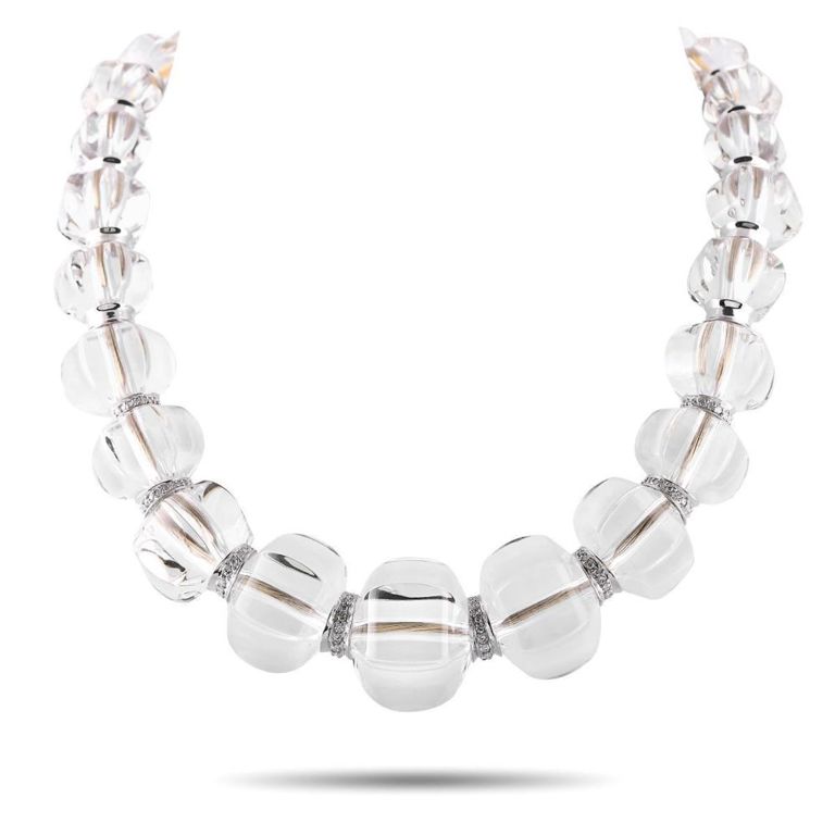 18k white gold diamond and crystal necklace