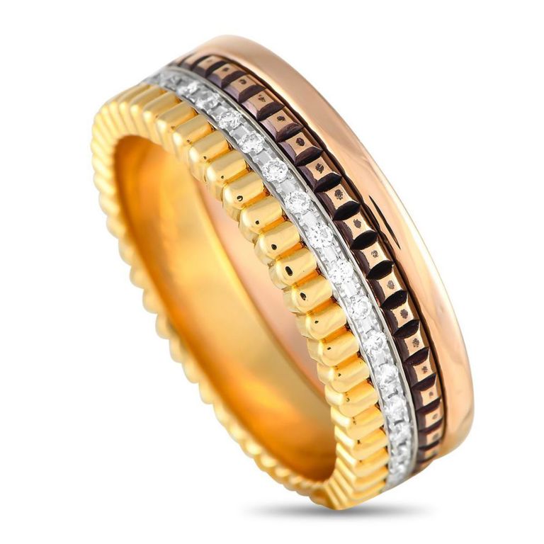 18k tri-gold diamond band ring