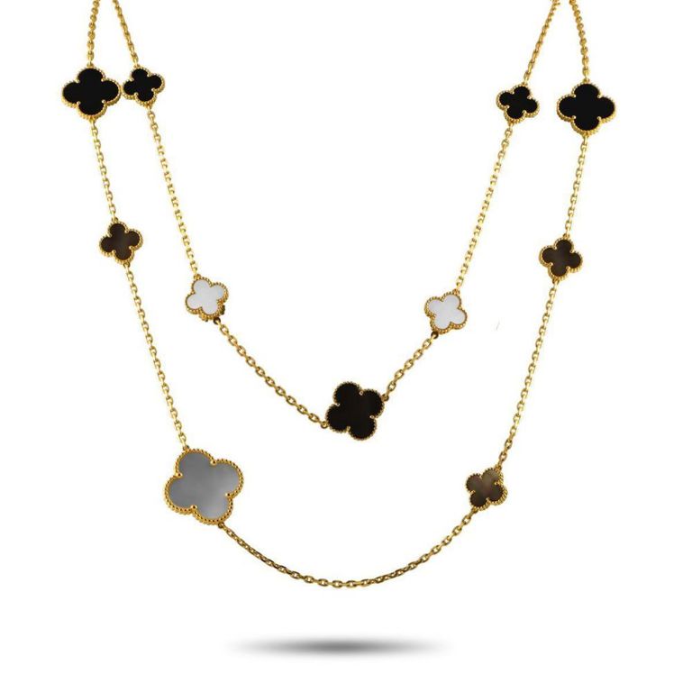 18k yellow gold and onyx necklace