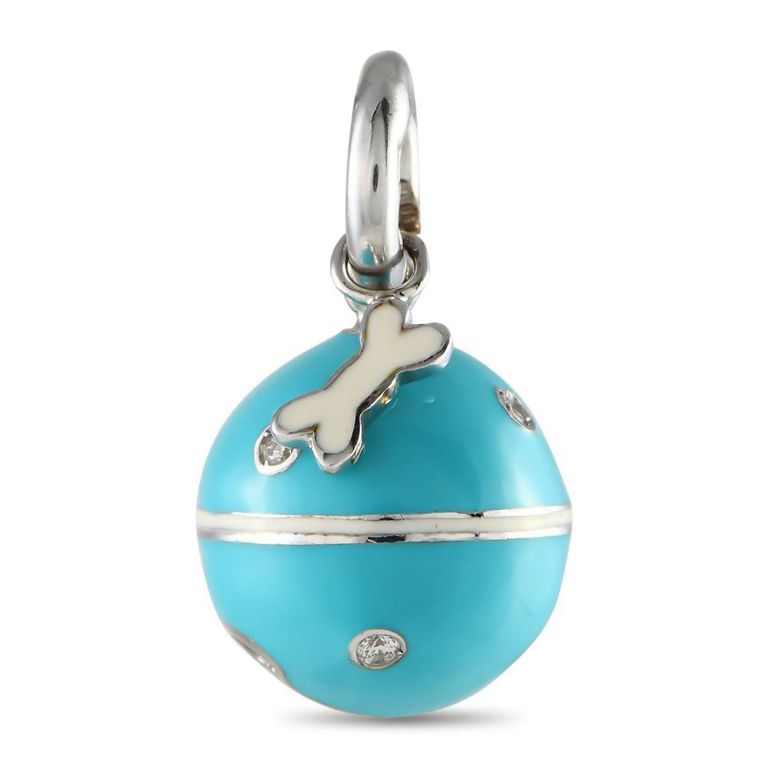 18k white gold diamond and enamel charm