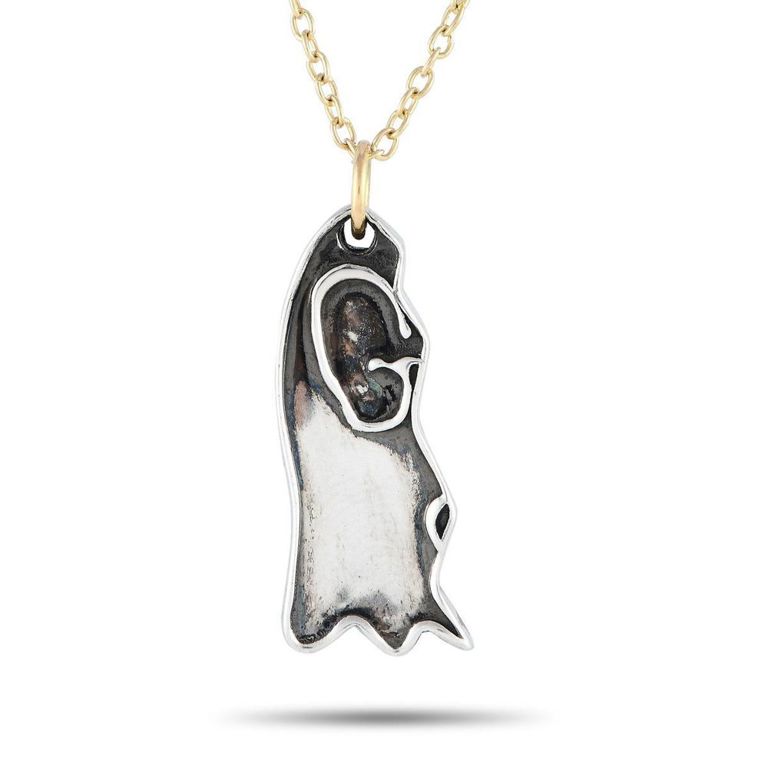 18k yellow gold and silver necklace
