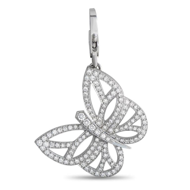 18k white gold diamond butterfly charm