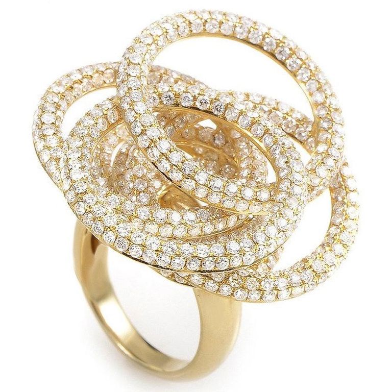 18k yellow gold diamond circles ring