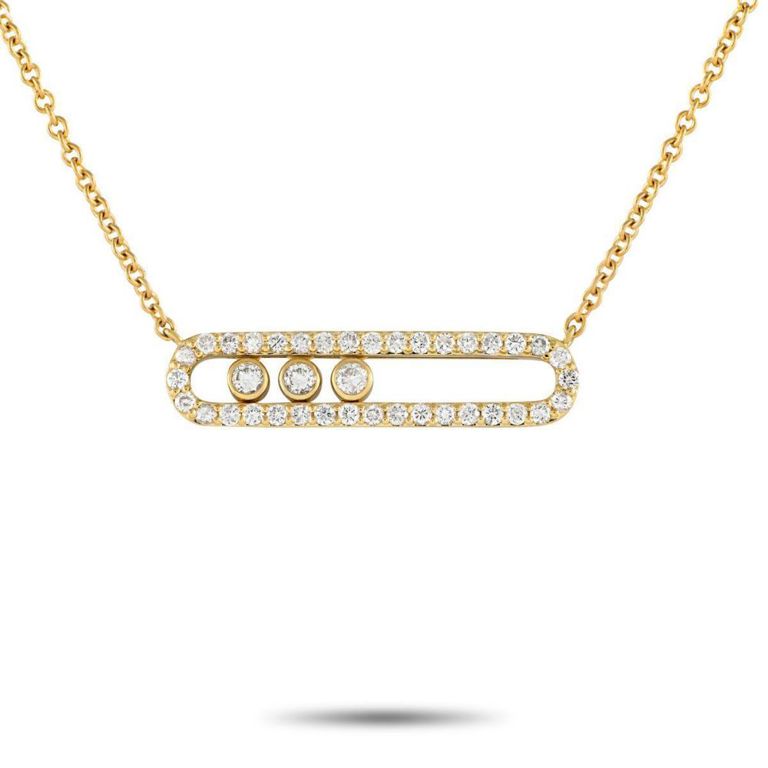 18k yellow gold sliding diamond necklace