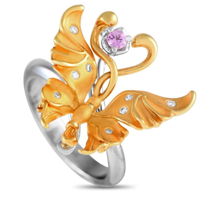 18k gold diamond and sapphire ring