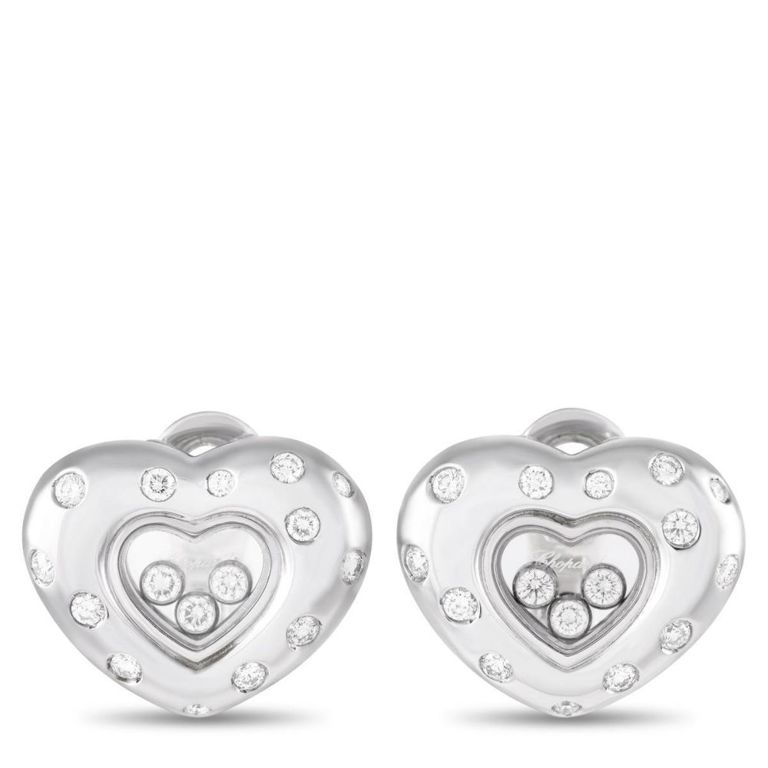 18k gold diamond heart earrings