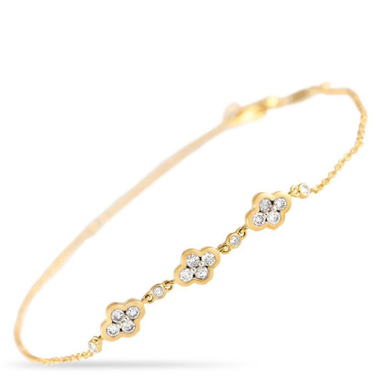 14k gold diamond quatrefoil bracelet