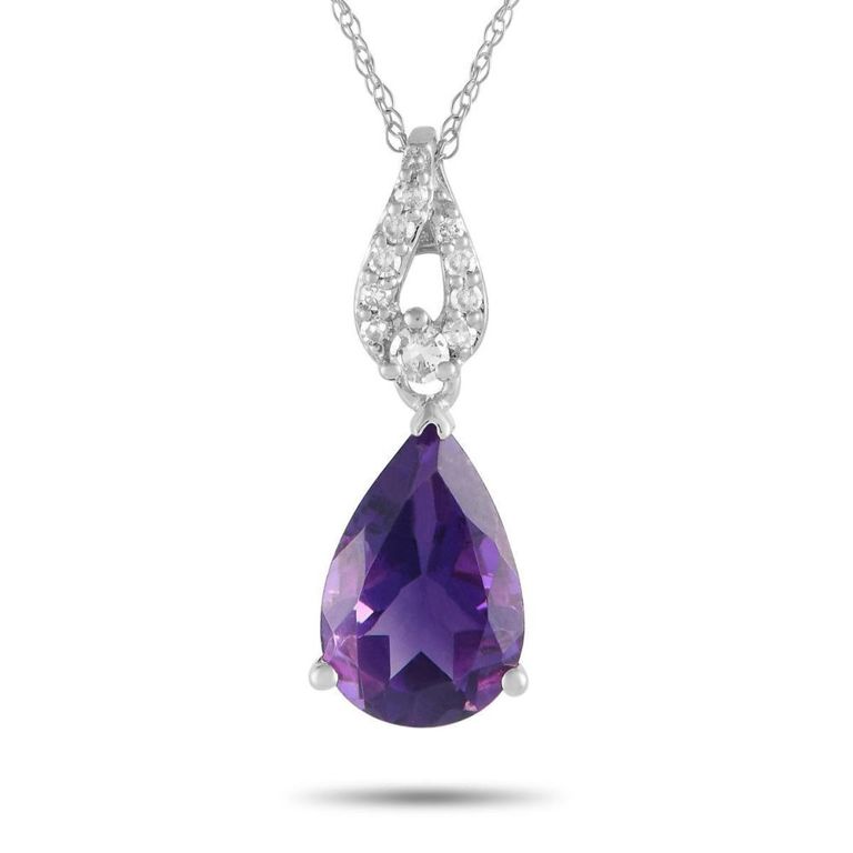 14k gold diamond and amethyst necklace