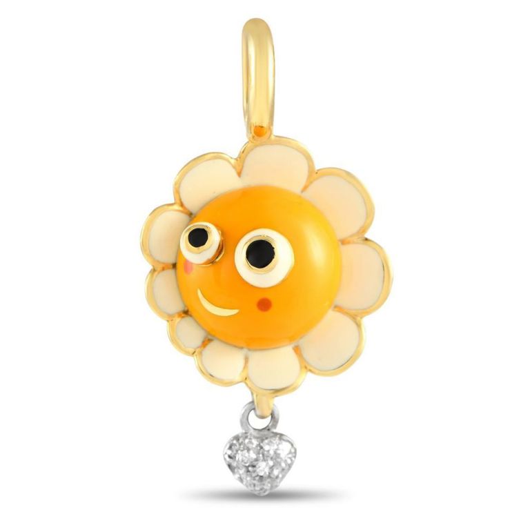 18k yellow gold diamond enamel charm