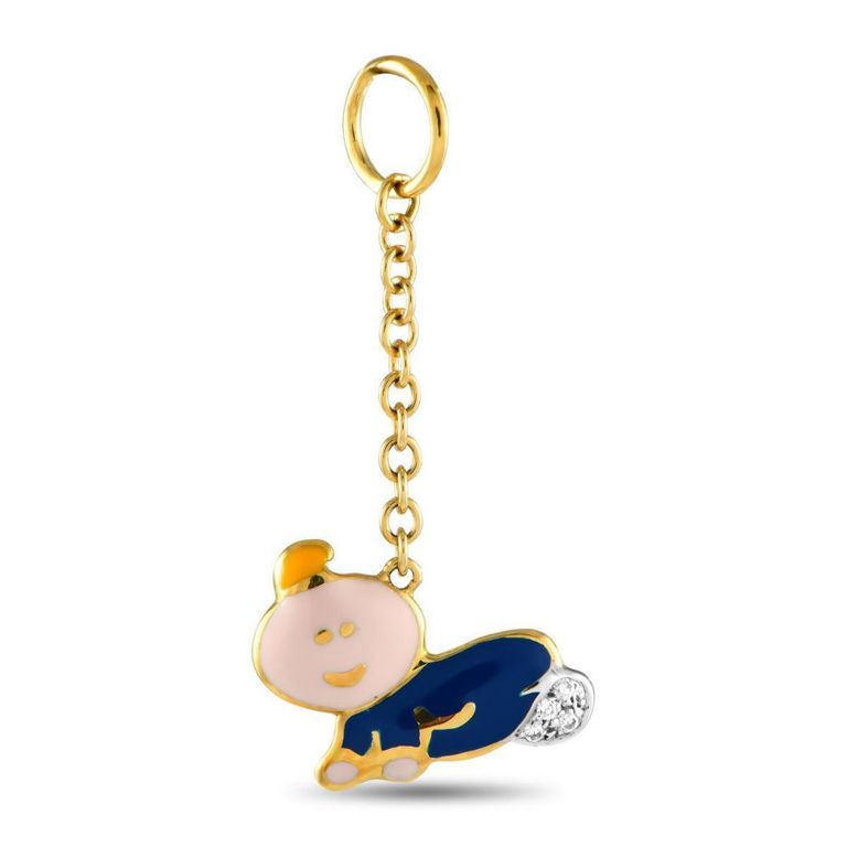 18k yellow gold diamond baby charm pendant