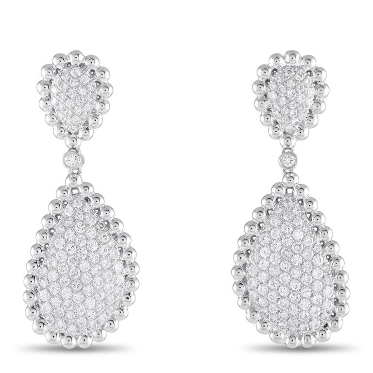 18k white gold diamond dangle earrings