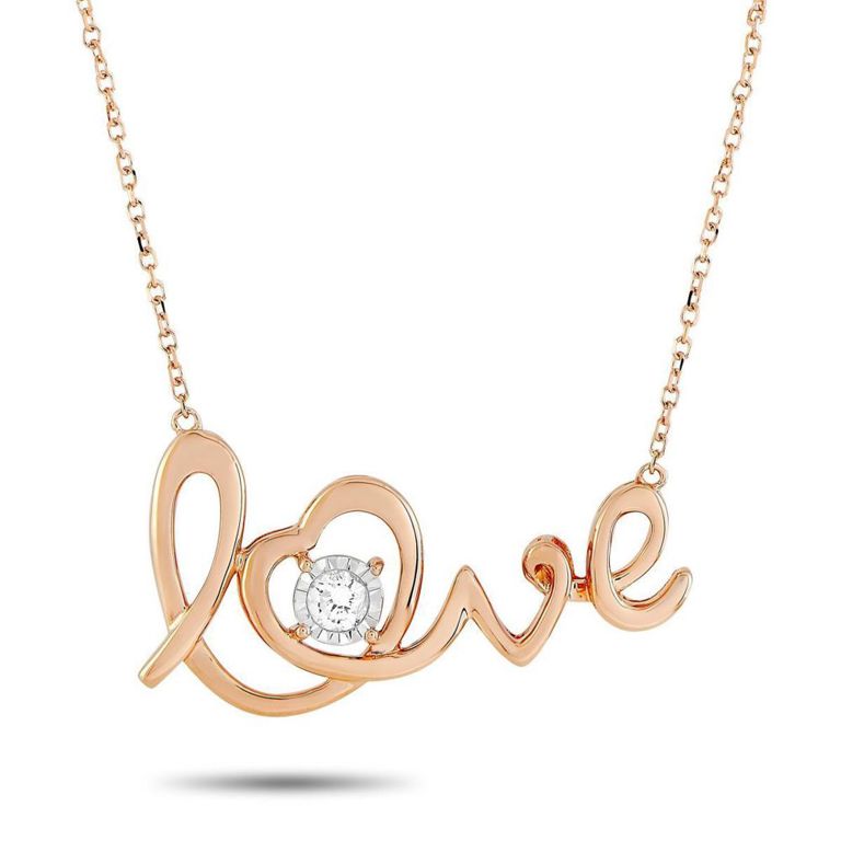 14k rose gold diamond pendant necklace
